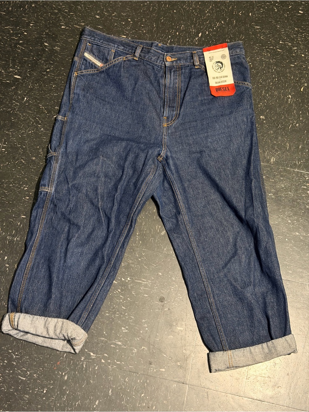 Diesel Men's Indigo Relaxed Fit Carpenter Jeans